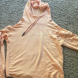 Peace Love World Peach Hoodie with Mind Body Love Text